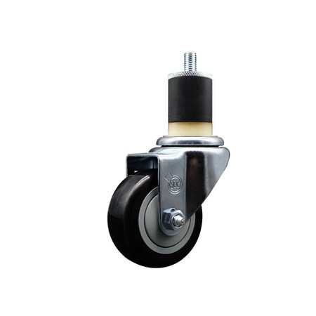 Service Caster 3'' SS Black Poly Wheel Swivel 1-7/8'' Expanding Stem Caster SCC-SSEX20S314-PPUB-BLK-178